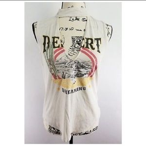 Express Shirt Beige Desert Dreaming Deep V Small